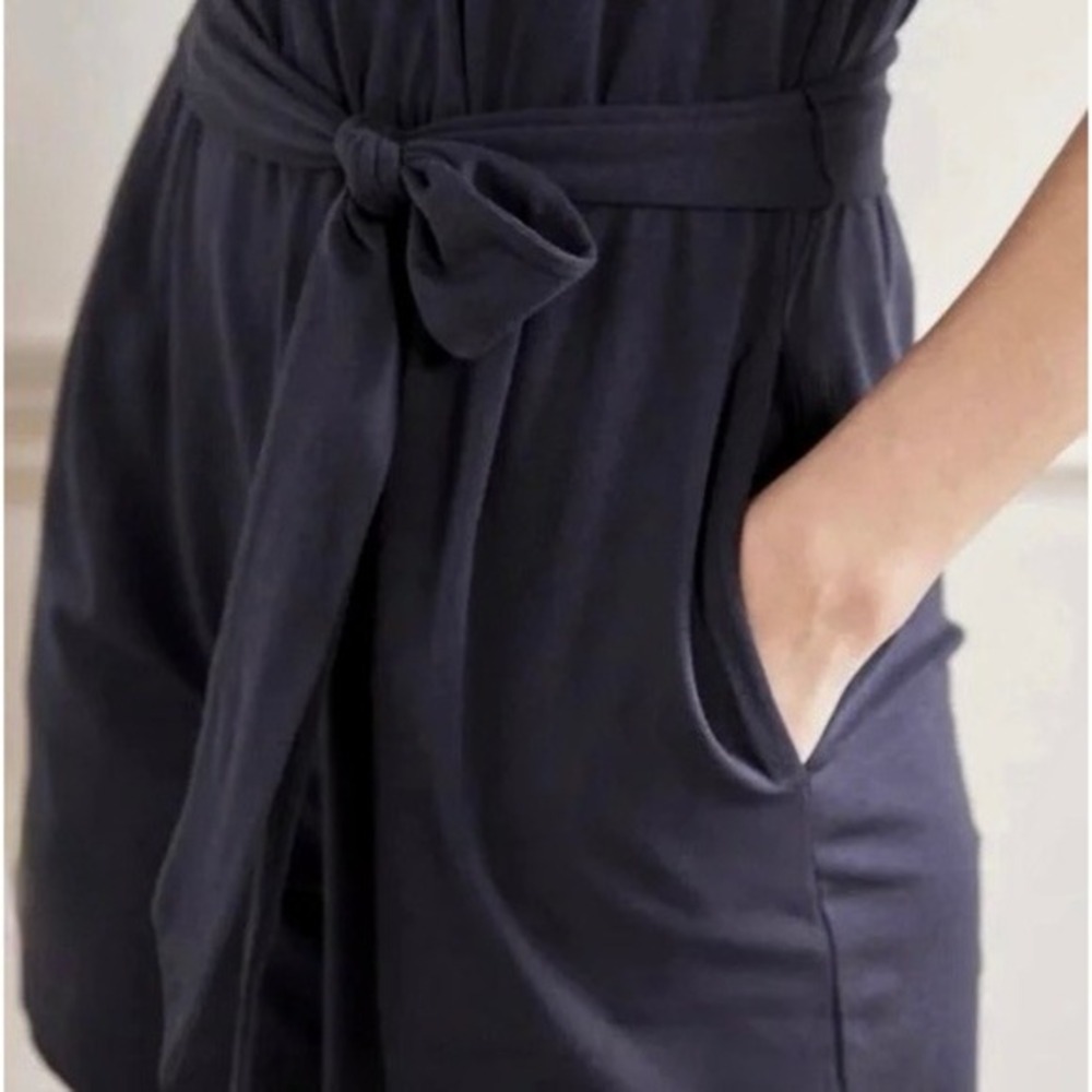 BODEN Caitlin Jersey Knit Romper Playsuit Crochet Trims Navy Blue Pink 8 Tall - Picture 8 of 16